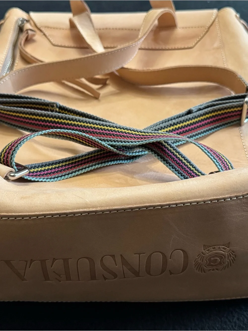 Consuela Cream Leather Backpack with Tassel Drawcord